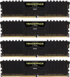 Corsair Vengeance LPX Black 64GB (4x16GB) 3200MHz / DDR4 / PC4-25600 / CL16-20-20-38 / 1.35V / XMP2.0 (CMK64GX4M4E3200C16)