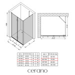 CERANO - Sprchovací kút Volpe L/P - 6 mm - chróm, transparentné sklo - 80x80x190 - zalamovacia CER-427192