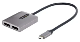 StarTech USB-C MST húb sivá / Rozbočovač / 2× DisplayPort / 4K 60Hz / Windows (MST14CD122DP)