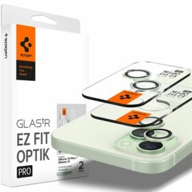 Spigen Glass TR EZ Fit Optik Pre ochranné sklo na fotoaparát pre Apple iPhone 15 15 PLUS 14 14 PLUS 2ks zelená (AGL07169)