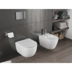 MEXEN/S - Carmen Závesná WC misa Rimless Tornado vrátane sedátka s slow slim, duroplast, biela lesk 30880400T