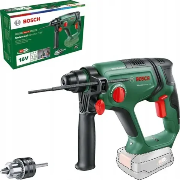 BOSCH UniversalHammer 18V zeleno-čierna / Aku kombinované kladivo / SDS- PLUS / 2,0 J / 4 režimy / bez aku a nabíjačky (06039D6001)