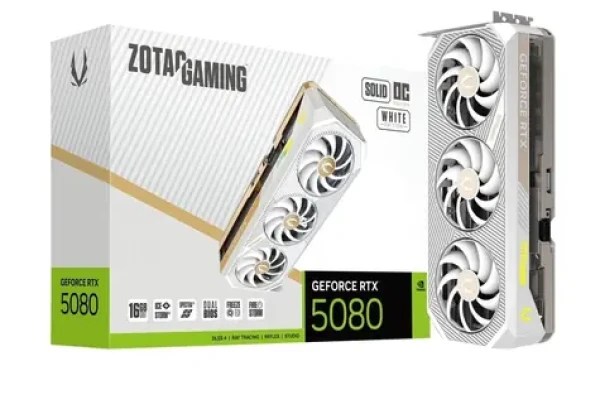 Zotac GAMING RTX 5080 SOLID OC White 16GB / 2640MHz / 16GB GDDR7 / 256-bit / 1x HDMI + 3x DP / 850W (16) (ZT-B50800Q-10P)