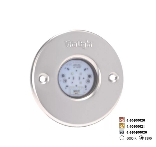 LED Svetlo Hugo Lahme denná biela 6000 K; 24 V; 4 LED, Ø 110 mm, červený bronz, pre fóliové, a betónové bazény