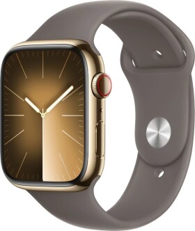 Apple Watch Series 9 Cellular 45mm Zlatá oceľ s ílovo šedým športovým remienkom S/M