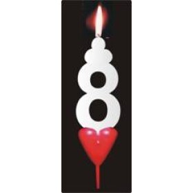 Tortová sviečka so srdiečkom číslica 8 - PREZENT