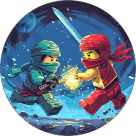 Jedlý papier Ninjago vo vesmíre modré pozadie 19,5 cm - Pictu Hap - Pictu Hap