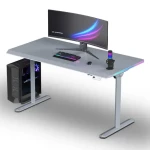 Ultradesk Quest šedá, šedá doska / Herný stôl / 140 x 70 cm / 72-120 cm / elektrická výška / LED RGB (UD-QST-FRGY/DTGY)