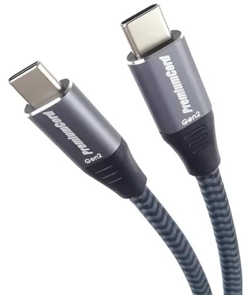 PremiumCord kábel USB-C - USB-C / USB 3.2 Gen 2x2 / 5A / 100W / 20 Gbit / s / Bavlnený oplet / 3 m (8592220024116)