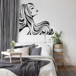 Veselá Stena Samolepka Žena z profilu Farba: žltá, Veľkosť: 100 x 93 cm