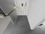 MEXEN/S - Kioto+ L Sprchová zástena WALK-IN s poličkou a držiakom uterákov 80 x 200, dekor, zlatá 800-080-123-50-30