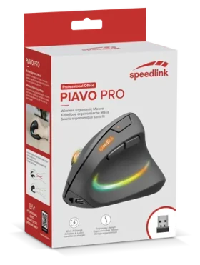 Speed Link PIAVO PRO / Vertikálna myš / Bezdrôtová / Dobíjacia / RGB podsvietenie (SL-630026-BK)