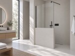 CERANO - Sprchová zástěna Walk-in Onyx Half Round L/P - 8 mm - kulatá vzpěra - černá matná, transparentní sklo - 100x100 CER-681583