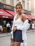 Dámske letné bavlnené šortky s bodkami, tmavomodré, FashionStreet SY0543 XXL