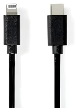 Nedis Lightning kábel 1 m čierna / Dátový kábel / USB-C (M) - Lightning 8-pin (M) / USB 2.0 / 480 Mbps (CCGL39650BK10)