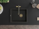MEXEN/S MEXEN/S - Pedro granitový drez 1-miska 560 x 460 mm, čierna / zlatá metalik, sifón zlatá 6508561000-75-G