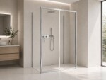CERANO - Trojstenný sprchovací kút Varone LINE UL/P - 6 mm - chróm, transparentné sklo - 90x90x195 - posuvný CER-DY505-9099