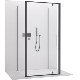 CERANO - Třístěnný sprchový kout Ferri U L/P - 6 mm - černá matná, transparentní sklo - 80x80x195 - pivotový CER-8050BD7854