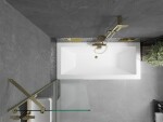 MEXEN/S - Cube obdĺžniková vaňa 170 x 80 cm s panelom + vaňová zástena 60, transparent, zlatá 550517080X9506000050