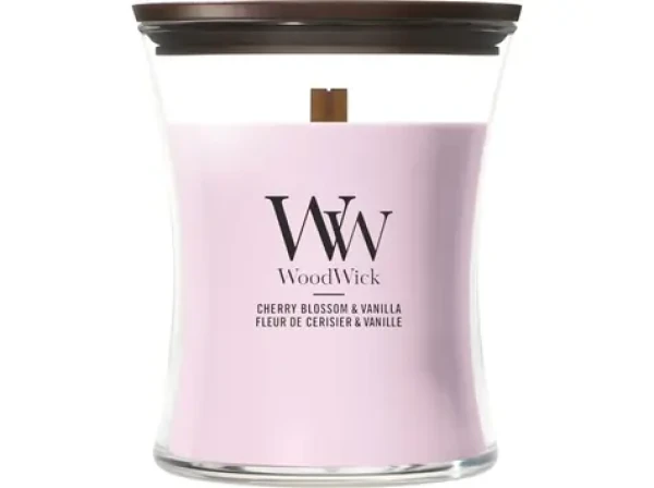 Woodwick Cherry Blossom Vanilla sviečka stredná (5038581188003)