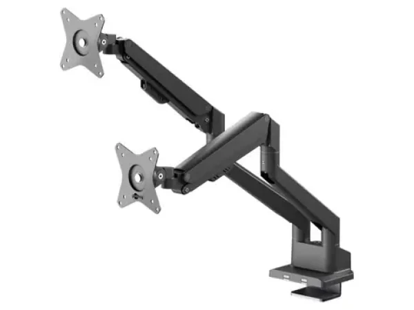 Goobay 70814 čierna / Držiak monitora / pre 2 monitory 17-32" / VESA 75x75, 100x100 / plynová pružina (70814)