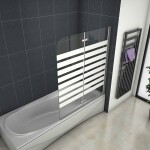 H K - Vaňová zástena S22 STRIPE 120x140cm - dvojdielna sklopná, číre sklo so vzorom, pravý variant SE-S22STRIPE120R