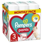 Pampers Pants 6-11kg (204ks) / Plienkové nohavičky / Veľkosť 3 (6-11kg) (DIOPMPPIE0180)