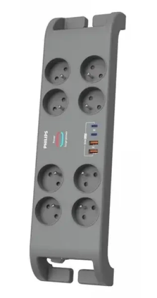 Predlžovací kábel s prepäťovou ochranou 8x zásuvka / Predlžovací kábel / USB-A + C 30W GaN / 2400 J / 2 m (Phil-SPN8180GA/60)