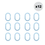 MSV sada 12 ks krúžkov na sprchové závesy modrá / Krúžky na sprchové závesy / polypropylén / 5,8 x 3,8 cm