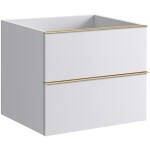 CERANO - Kúpeľňová skrinka pod umývadlo s úchytkou Velora - biela matná, zlatá úchytka - 69x53x46,5 CER-665020