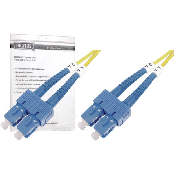 DIGITUS Fiber Optic Patch Cord, SC do SC Singlemode 09/125 µ, Duplex Length 2m (4016032248743)