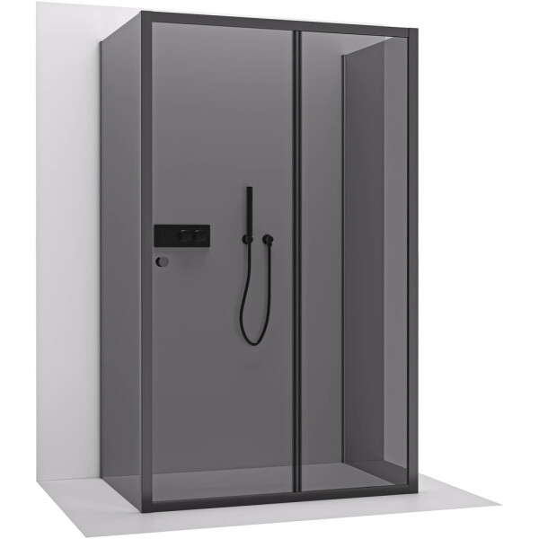 CERANO - Trojstenný sprchovací kút Varone POINT UL/P - 6 mm - čierna matná, grafitové sklo - 160x100x195 - posuvný CER-8050BD7904