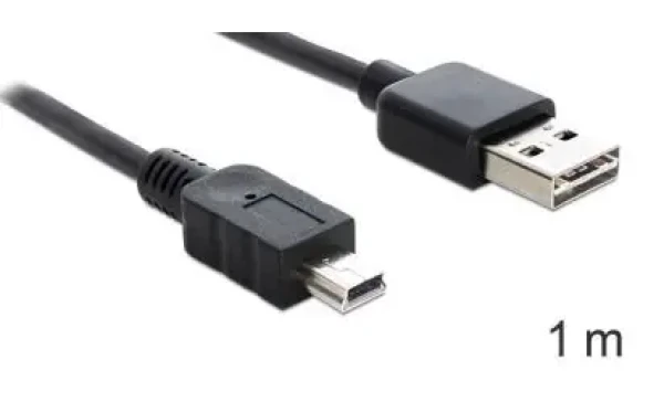 DeLock Easy-USB čierna / Kábel / USB 2.0 / Mini-USB B (M) - USB A (M) / 1 m (83362)