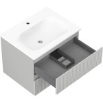 MEXEN/S - Rivel kúpeľňová skrinka 60 cm s umývadlom Vela, 2 zásuvky, reliéf, šedá mat/biela mat 91A20-06047-2-BFF62-W23M01