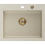 MEXEN/S MEXEN/S - Elix granitový drez 1-miska 600 x 500 mm, béžový, sifón zlatá 6525601005-69-G