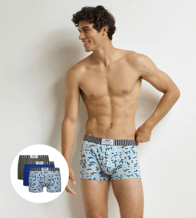Pánske módne boxerky 3 ks DIM VIBES BOXER 3x - DIM - modré L