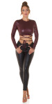 Sexy Koucla Wetlook Long-sleeved Crop Top BORDEAUX Einheitsgroesse