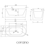 CERANO - Vaňa akrylátová Bianco - voľne stojaca - asymetrická - ľavá - biela lesklá - 160x75x60 CER-477800