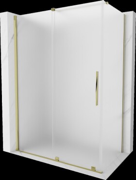 MEXEN/S - Velár sprchovací kút, posuvné dvere 130 x 75, dekor, zlato 871-130-075-31-50