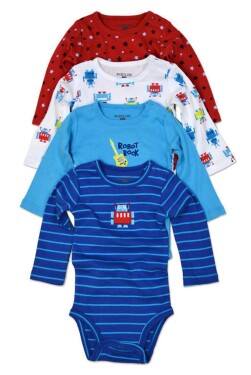 Body dojčenské 4pack, s dlhým rukávom, Pidilidi, PD1004, kluk - 62/68 | 3-6m