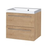 Mereo Bino, kúpeľňová skrinka s umývadlom z liateho mramoru 61 cm, dub Arlington CN620M