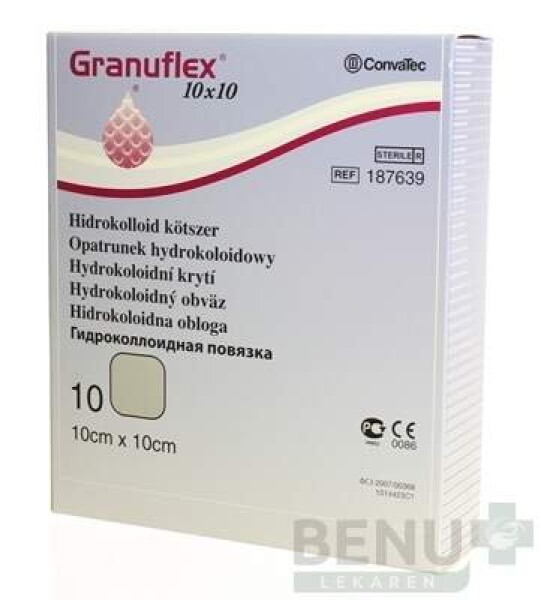 GRANUFLEX hydrokoloidný obväz 15 x 15 cm 10 ks
