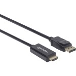 Manhattan DisplayPort / HDMI káblový adaptér Konektor DisplayPort, Zástrčka HDMI-A 3.00 m čierna 153188 Kábel DisplayPort; 153188