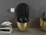 MEXEN - Lena Závesná WC misa vrátane sedátka s slow-slim, duroplast, čierna/zlatá 30224076
