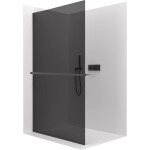 CERANO - Sprchová zástena Walk-in Crystal Ľ/P - 10 mm + polička/držiak na uteráky - bezvzperový systém - čierna matná, grafitové sklo - 110x200 CER-8050BD82782
