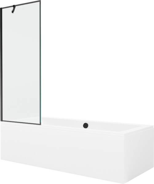 MEXEN/S - Cube obdĺžniková vaňa 180 x 80 cm s panelom + vaňová zástena 70, čierna vzor 550518080X9507007070