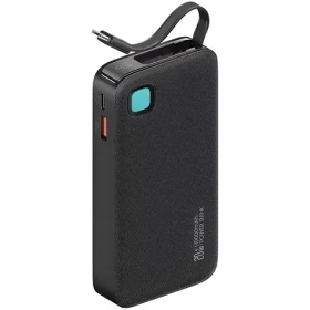 USAMS US-CD224 XY Series čierna / Power Bank / 10000mAh / Výsuvný USB-C kábel / PD 20W / LED displej (10KCD22401)