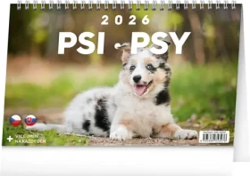 NOTIQUE Stolový kalendár Psy - Psy CZ/SK 2026, 23,1 x 14,5 cm (PGS-35347)