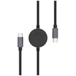 FIXED Opletený kábel Power Watch Cable s konektormi USB-C/USB-C a Apple/ Samsung Watch nabíjačkou 1.5m PD 60W sivý (FIXDB-CCW-GR)