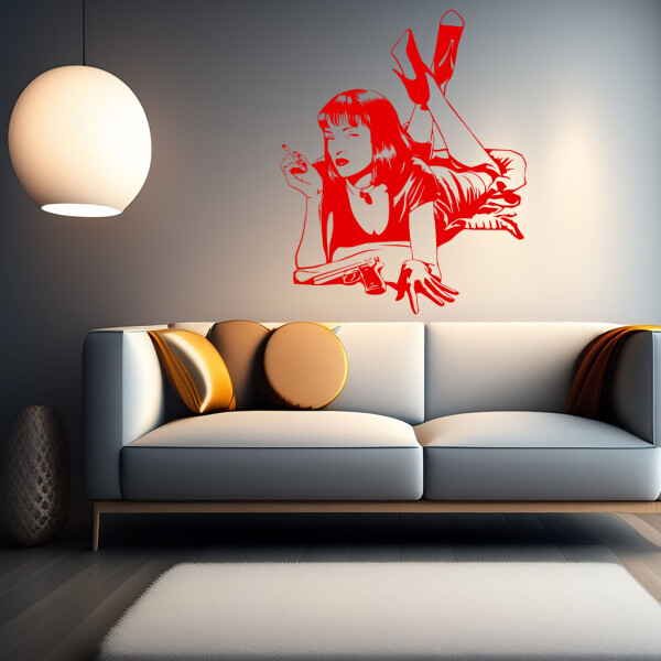 Veselá Stena Samolepka Pulp Fiction Farba: červená, Veľkosť: 100 x 125 cm